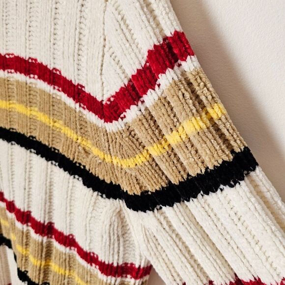 EUC VINTAGE STYLE NO BOUNDARIES MOCK NECK STRIPED CHENILLE SOFT SWEATER TOP L JR - Picture 7 of 16